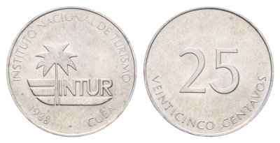 Куба 25 сентаво 1988 туристические деньги, INTUR KM 419 алюминий 62-1045