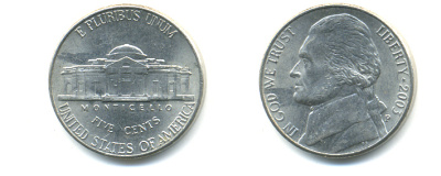 США 5 ЦЕНТОВ 2003 P ДЖЕФФЕРСОН KM А192 медно-никель 86-644