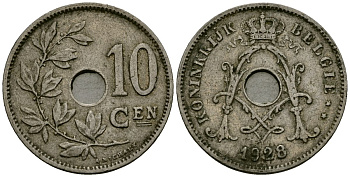 Бельгия 10 сантимов 1928 Belgie KM 86 медно-никель 4163-316