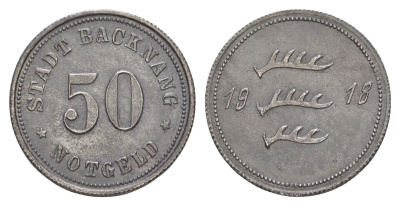 Бакнанг 50 пфеннигов 1918 Funck 25.5, Men05 1171.5, Men18 1511.5 железо 4584-245