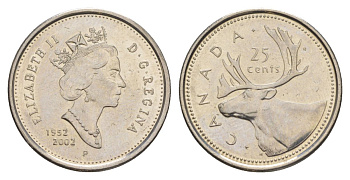 Канада 25 центов 2002 День Канады KM 448 сталь плакированная никелем 4631-711