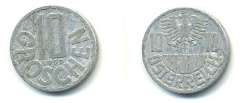 Австрия 10 грошей 1959 KM 2878 алюминий 80-821