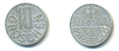 Австрия 10 грошей 1959 KM 2878 алюминий 80-821