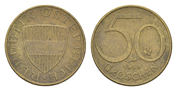 Австрия 50 грошей 1969 KM 2885 алюминиевая бронза 4124-128
