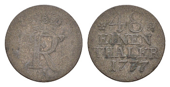 Пруссия 1/48 талера 1777 A, Фридрих II (1740-1786) KM 327 серебро 4655-135