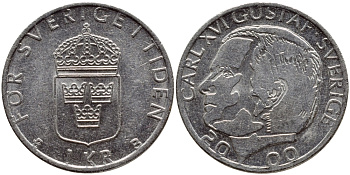 Швеция 1 крона 2000 Карл XVI Густав (1973- ) KM 852а медно-никель 60-711