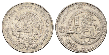 Мексика 20 песо 1981 культура майя KM 486 медно-никель 4661-1145
