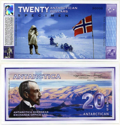 Антарктика (Антарктида) 20 долларов 1996 экспедиция 1911, Specimen бумага UNC (пресс) 449-6-2