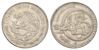 Мексика 20 песо 1981 культура майя KM 486 медно-никель 4661-1145