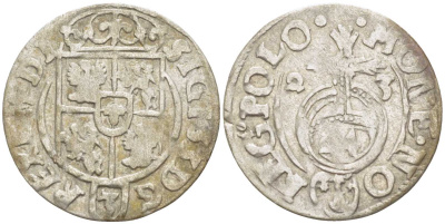 ПОЛЬША (ЛИТВА) 3 ПОЛКЕРА = 3 ПОЛТОРАКА = 1 КРЕЙЦЕР 1623 СИГИЗМУНД III (1587-1632) KM 41 серебро 3896-1521