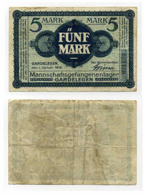 Германия 5 марок ND команда лагеря военнопленных в Гарделегене C-3000 бумага 000-00-00