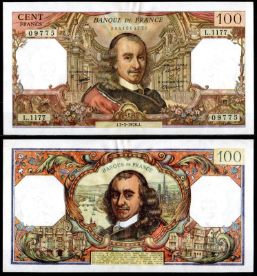 Франция 100 франков 1978 Pick 149 f бумага 7198-25-2-2