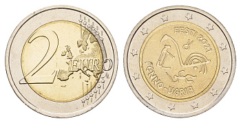 Эстония 2 евро 2021 Финно-угорские народы KM 97 биметалл UNC 60-937