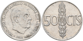 Испания 50 сентаво 1966 (68) Франсиско Франко (1939-1975) KM 795 алюминий    4160-1254