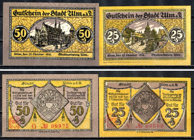 Ульм ( Вюртемберг) набор из 2 нотгельдов 1918 2193-38-1-2