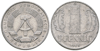 ГДР 1 пфенниг 1968 А КМ 8.1 алюминий 4651-1135
