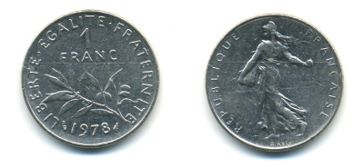 ФРАНЦИЯ 1 ФРАНК 1978 СЕЯТЕЛЬ KM 925.1 никель 86-1816