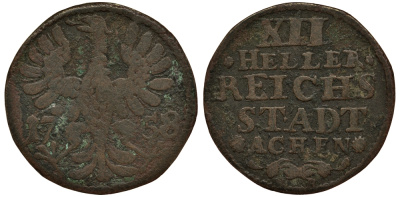 Ахен 12 геллеров 1758 MR KM 51 медь 4513-133