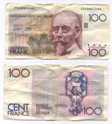 Бельгия 100 франков 1982-1994 подпись 5-14, Анри Беаерт Pick 142 а  бумага   435-43-3-1
