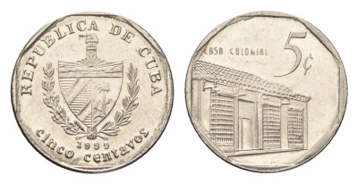 Куба 5 сентаво 1999 Casa Colonial KM 575.2 сталь плакированная никелем UNC 4664-733