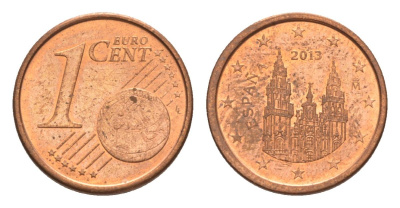 Испания 1 евроцент 2013 KM 1144 сталь плакированная медью 4630-438