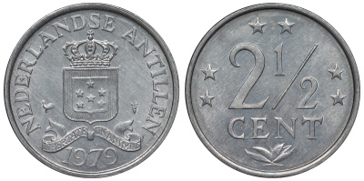 Нидерландские Антильские острова (Нидерландские Антилы) 2 1/2 цента 1979 Юлиана (1948-1980) KM 9а алюминий UNC 4118-745