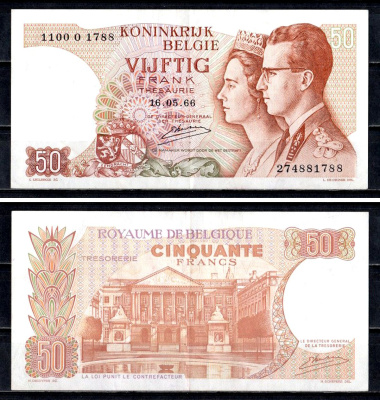Бельгия 50 франков 1966 Pick 139 (3) бумага 6312-42-1-2