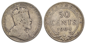 Ньюфаундленд 50 центов 1904 Эдуард VII (1901-1910), Канада KM 11 серебро 11-117-53
