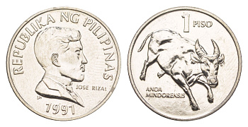 Филиппины 1 писо 1991 KM 243.2 нержавеющая сталь UNC 4644-921