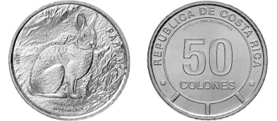 Коста-Рика 50 колонов 2023 серия сохраним наш мир, кролик KM NEW медно-никель  UNC M78-15 