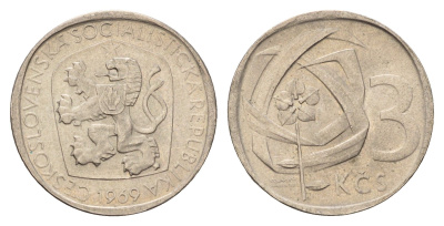 Чехословакия 3 кроны 1969 KM 57 медно-никель UNC 4670-1145