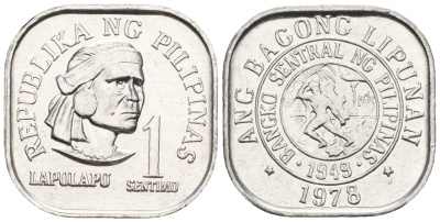 Филиппины 1 сентимо 1978 вождь острова Мактан Лапу-Лапу KM 205 алюминий  UNC  220-1139