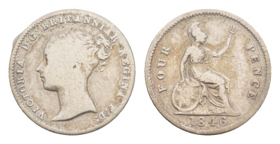 Великобритания 4 пенса 1846 Виктория (1837-1901) KM 731, Spink 3913 серебро 1520-1245
