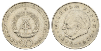 ГДР 20 марок 1972 А, Вильгельм Пик (1876-1960) KM 42 медно-никель 4680-745