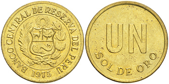 ПЕРУ 1 СОЛЬ 1975 KM 266.1 латунь 4556-144