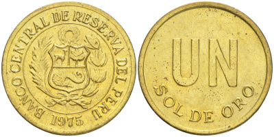 ПЕРУ 1 СОЛЬ 1975 KM 266.1 латунь 4556-144