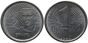 Бразилия 1 сентаво 1996 KM 631, Schon 140, Bentes?772 нержавеющая сталь 4567-1149