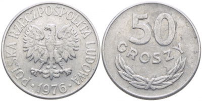 ПОЛЬША 50 ГРОШЕЙ 1976 КРЕМНИЦА KM 48.1 алюминий 4448-145