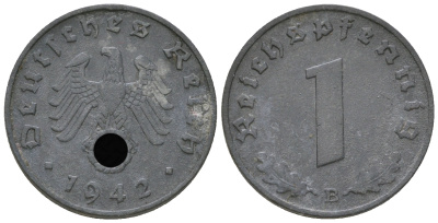 Германия 1 рейхспфенниг 1942 B KM 97, J. 369 цинк 4668-1159