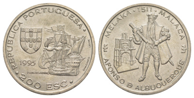 Португалия 200 эскудо 1995 480 лет со дня смерти Афонсу де Албукерки KM 681 медно-никель UNC 1101-3-33