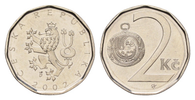 Чехия 2 кроны 2002 KM 9 сталь плакированная никелем UNC 4158-616