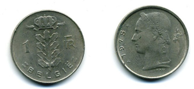 Бельгия 1 франк 1975 Belgie, Бодуэн I (1951-1993) KM 143.1 медно-никель 25-1344