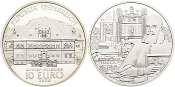 Австрия 10 евро 2004 Замок Хельбрунн, Маркус Ситтикус KM 3111 серебро PROOF 1-5-2-15