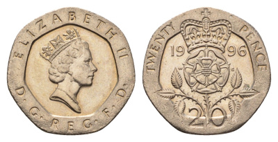 Великобритания 20 пенсов 1996 Елизавета II (1952-2022) KM 939, Spink 4361 (G2) медно-никель 4696-848