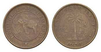 Либерия 1/2 цента 1937 KM 10 латунь 4614-749