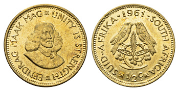 ЮАР 1/2 цента 1961 Ян ван Рибек KM 56 латунь UNC 4693-454