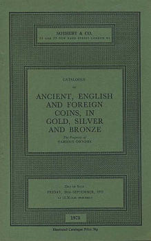 SOTHEBY & CO КАТАЛОГ АНТИЧНЫХ, АНГЛИЙСКИХ И ЗАРУБЕЖНЫХ МОНЕТ В ЗОЛОТЕ, СЕРЕБРЕ И БРОНЗЕ. РАЗЛИЧНЫЕ ВЛАДЕЛЬЦЫ 26935 SOTHEBY & CO, CATALOGUE OF ANCIENT, ENGLISH AND FOREIGN COINS, IN GOLD, SILVER AND BRONZE, 46 СТРАНИЦ + ТАБЛИЦЫ С ИЛЛЮСТРАЦИЯМИ 00-01-11-01