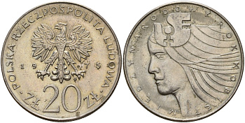 Польша 20 злотых 1975 MW, Международный год женщины KM 75, Parchimowicz 248 медно-никель 4157-946