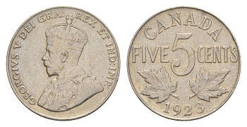 Канада 5 центов 1923 Георг V (1910-1936) KM 29 никель 4630-638
