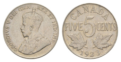 Канада 5 центов 1923 Георг V (1910-1936) KM 29 никель 4630-638